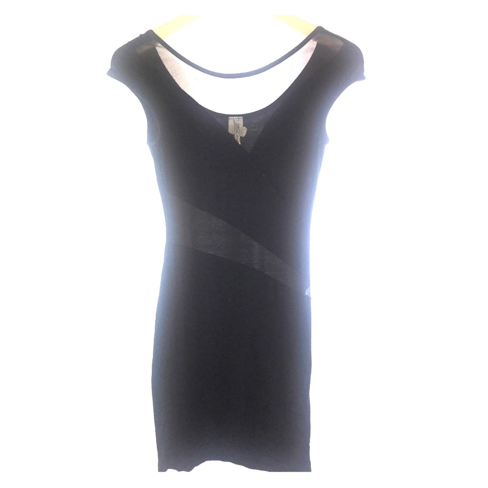 Black Mini Mesh Asymmetric Dress